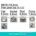 (#MB1611) Clothes plain pearl top brass ring snap button